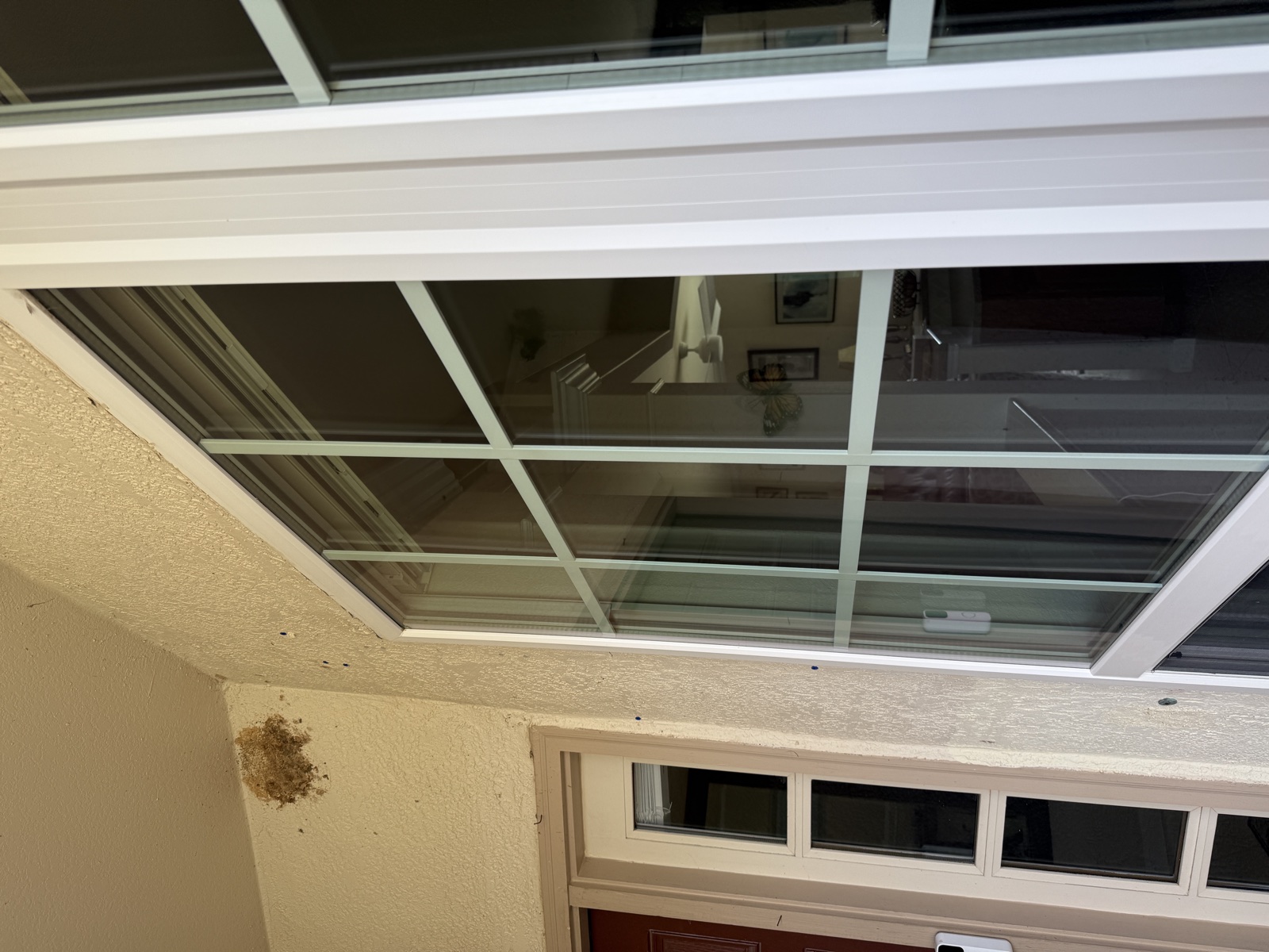 Close view of the residential window glass after cleaning