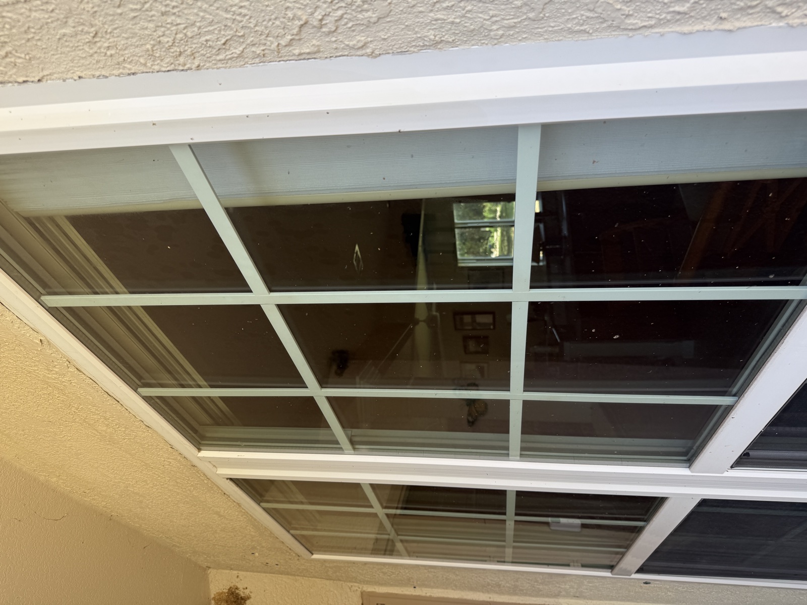 Residential front windows with visible dirt and spotting before cleaning